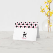 Zwarte Poedel Roze & Zwarte Argyle Notecard Kaart (Gele Bloem)