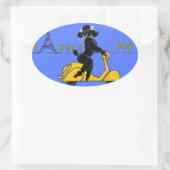 Zwarte poedel scooter retro eiffel toren ovale sticker (Tas)