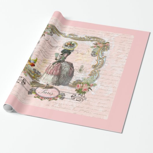 Zwarte poel in Marie Antoinette Costume Cadeaupapier (Uitgerold)