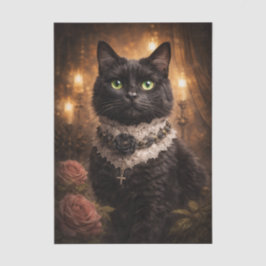 Zwarte poes met stijl tissuepapier
