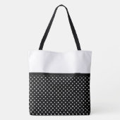 Zwarte poka dots met Papillon, groot gepersonalise Tote Bag (Achterkant)