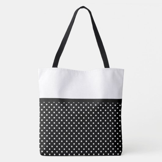 Zwarte poka dots met Papillon, groot gepersonalise Tote Bag (Achterkant)