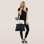 Zwarte poka dots met Papillon, groot gepersonalise Tote Bag (Op model)