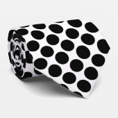  zwarte poka Dots Necktie Stropdas (Opgerold)