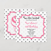 Zwarte poka Dots & Roze Cupcake Birthday Party Kaart (Voorkant / Achterkant)