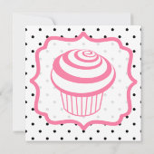 Zwarte poka Dots & Roze Cupcake Birthday Party Kaart (Achterkant)