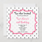 Zwarte poka Dots & Roze Cupcake Birthday Party Kaart (Voorkant)