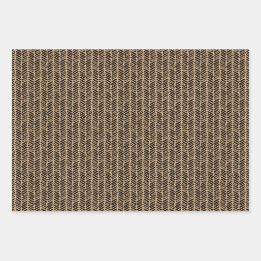 Zwarte pokadots Chevron Stripes Faux Bruft Inpakpapier Vel (Voorkant)