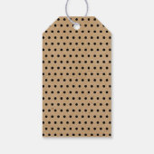 Zwarte pokadots op bruine bruinkraftpapier cadeaulabel (Achterkant)