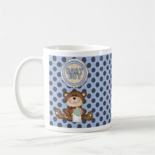 Zwarte poladots op blauw met Teddy Bear Koffiemok