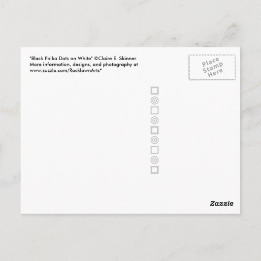 Zwarte poladots op wit briefkaart (Achterkant)