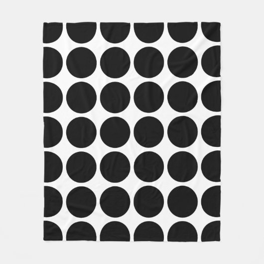 Zwarte poladots op wit fleece deken (Voorkant)
