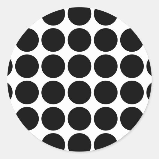 Zwarte poladots op wit ronde sticker (Voorkant)