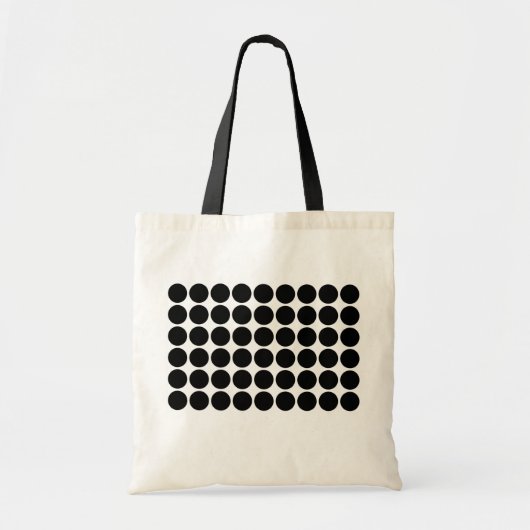 Zwarte poladots op wit tote bag (Voorkant)