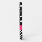 Zwarte poladots Zebra Stripes Roze naam Case-Mate iPhone Case (Achterkant/links)