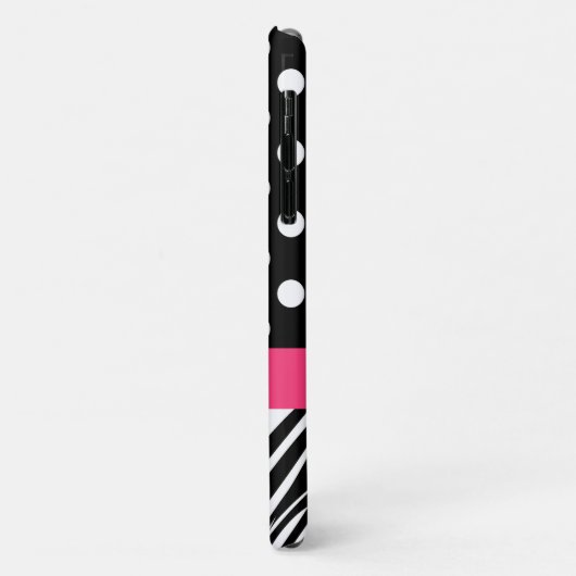 Zwarte poladots Zebra Stripes Roze naam Case-Mate iPhone Case (Achterkant/links)