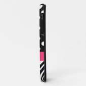 Zwarte poladots Zebra Stripes Roze naam Case-Mate iPhone Case (Achterkant/links)