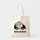 Zwarte Politie Auto Kinderen Tote Bag (Voorkant)