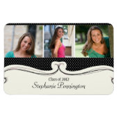 Zwarte polka dot 3 foto custom afstuderen magneet (Horizontaal)