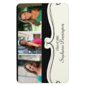 Zwarte polka dot 3 foto custom afstuderen magneet (Verticaal)