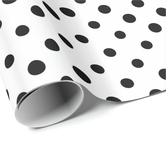 Zwarte Polka Dot Cadeaupapier (Rol Hoek)