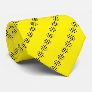 Zwarte Polka dot cirkels patroon op gele kleur Stropdas