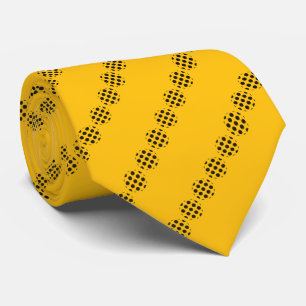 Zwarte Polka dot cirkels patroon op gouden kleur Stropdas