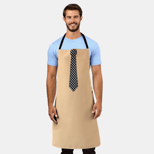 Zwarte polka dot das perzik novelty schort (Gedragen)