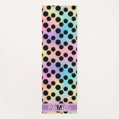 Zwarte polka dot Gradiënt regenboog op maat Monogr Yogamat (Voorkant)