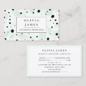Zwarte polka dot Groene Waterverf Splash Modern Visitekaartje (Voorkant / Achterkant)
