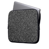 zwarte polka-dot laptophoes laptop sleeve (Voorkant Links)