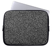 zwarte polka-dot laptophoes laptop sleeve (Voorkant)