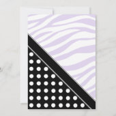 Zwarte Polka Dot Paarse Zebra Print Baby shower Kaart (Achterkant)
