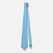 Zwarte Polka Dot Screen Circles Patroon op Blauw Stropdas (Voorkant)