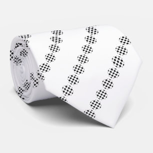 Zwarte Polka Dot Screen Circles Patroon op Wit Stropdas