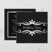 Zwarte Polka Dot Vrouwen Verjaardagsfeest Kaart (Voorkant / Achterkant)