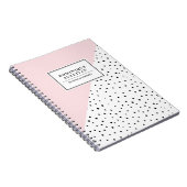 Zwarte Polka Dots Blush Roze Abtract Patroon Custo Notitieboek (Rechterzijde)