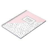 Zwarte Polka Dots Blush Roze Abtract Patroon Custo Notitieboek (Linkerzijde)