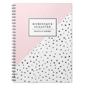 Zwarte Polka Dots Blush Roze Abtract Patroon Custo Notitieboek (Voorkant)