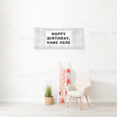 Zwarte polka Dots Happy Birthday Spandoek (Insitu)