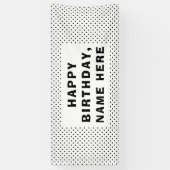 Zwarte polka Dots Happy Birthday Spandoek (Verticaal)