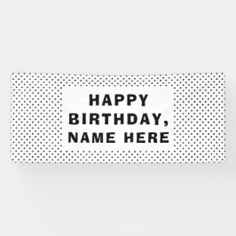 Zwarte polka Dots Happy Birthday Spandoek