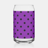 Zwarte Polka Dots op Violet Paarse Blikvorm Glas (Voorkant)