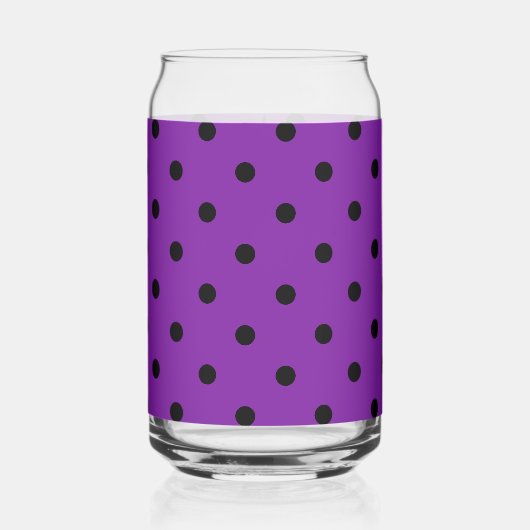 Zwarte Polka Dots op Violet Paarse Blikvorm Glas (Links)