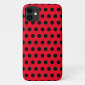 Zwarte Polka Dots Rode iPhone Case of Kies Kleuren (Achterkant)