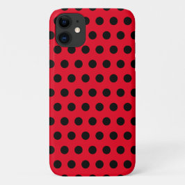 Zwarte Polka Dots Rode iPhone Case of Kies Kleuren