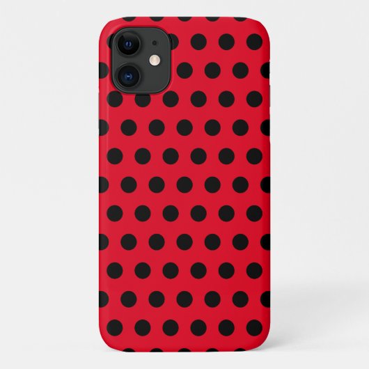 Zwarte Polka Dots Rode iPhone Case of Kies Kleuren (Achterkant)