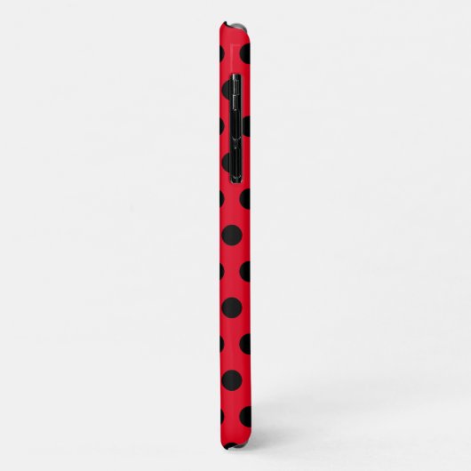 Zwarte Polka Dots Rode iPhone Case of Kies Kleuren (Achterkant/links)