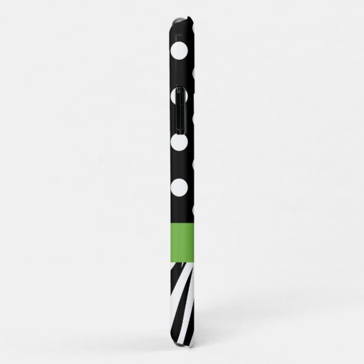 Zwarte Polka Dots Zebra Stripes Green Name Case-Mate iPhone Case (Achterkant/rechts)