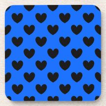 Zwarte polka harten blauw
